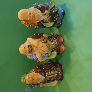 "Kitani" 3 Gods of Good Fortune, Japanese antique Moriage